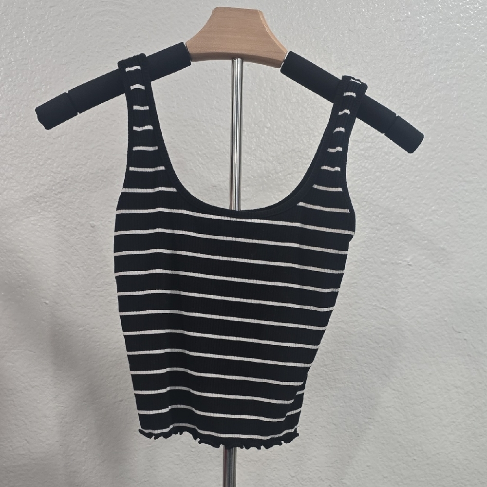 Black and White Striped Women's Top